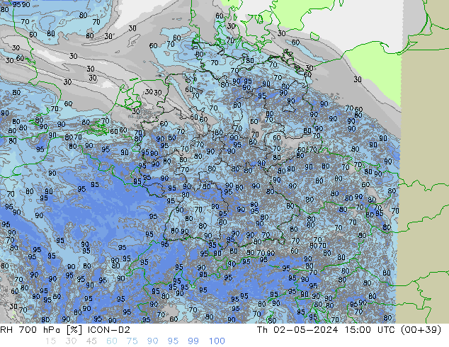 RH 700 hPa ICON-D2 Th 02.05.2024 15 UTC