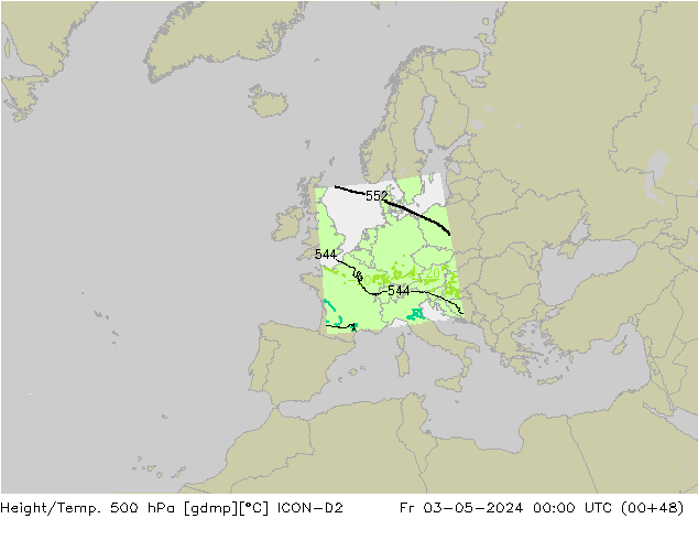 Height/Temp. 500 hPa ICON-D2  03.05.2024 00 UTC