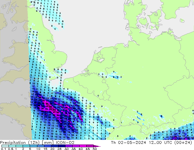 Precipitação (12h) ICON-D2 Qui 02.05.2024 00 UTC