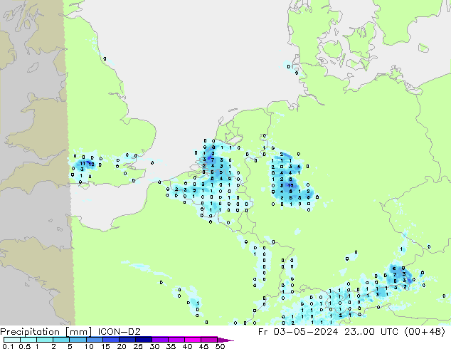 Precipitación ICON-D2 vie 03.05.2024 00 UTC