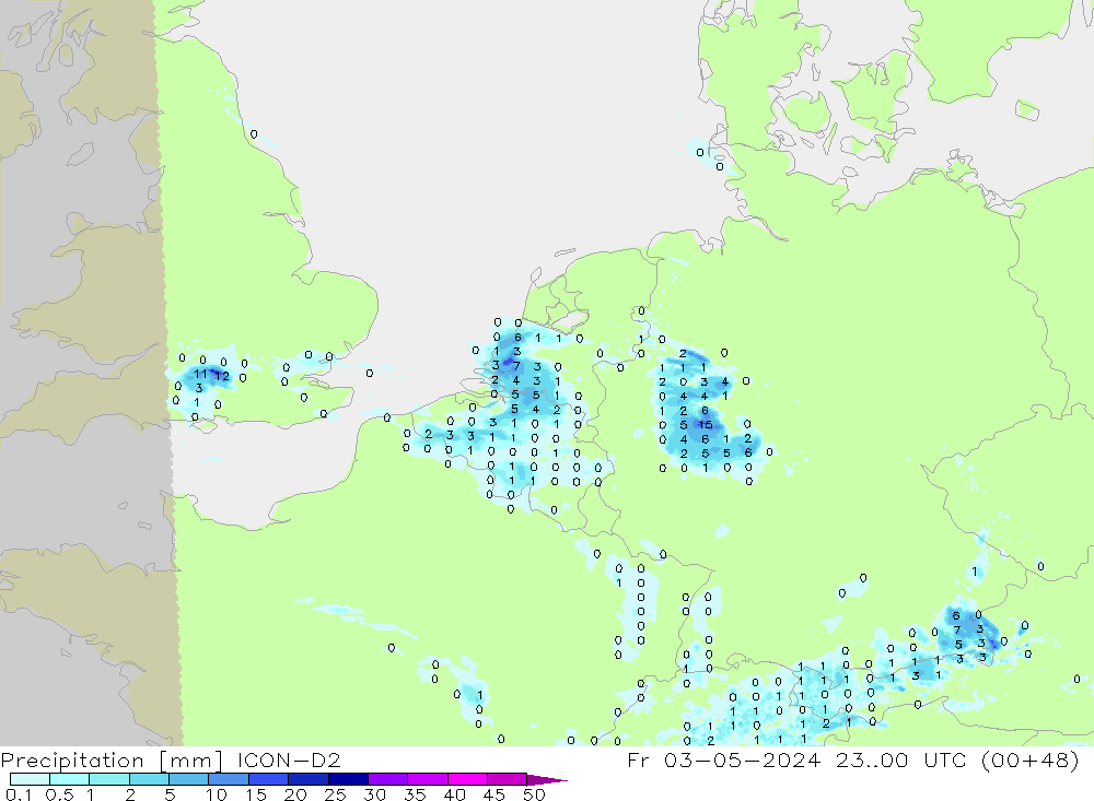 Precipitation ICON-D2 Fr 03.05.2024 00 UTC