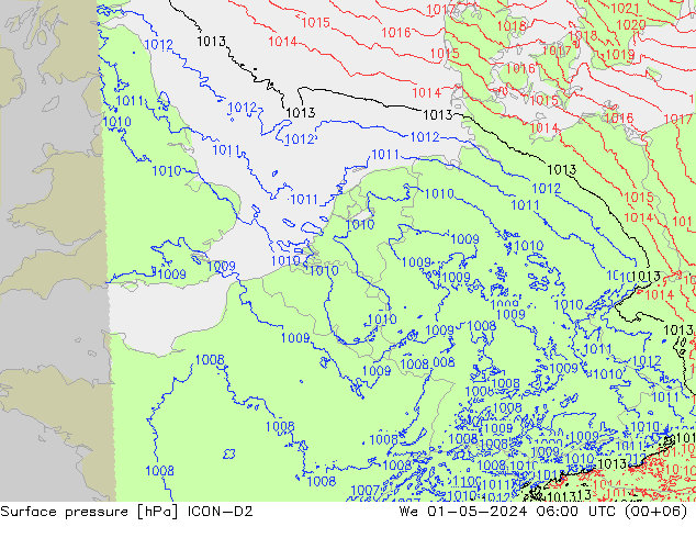 pression de l'air ICON-D2 mer 01.05.2024 06 UTC