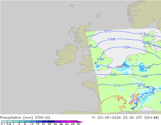 Precipitation ICON-D2 Fr 03.05.2024 00 UTC