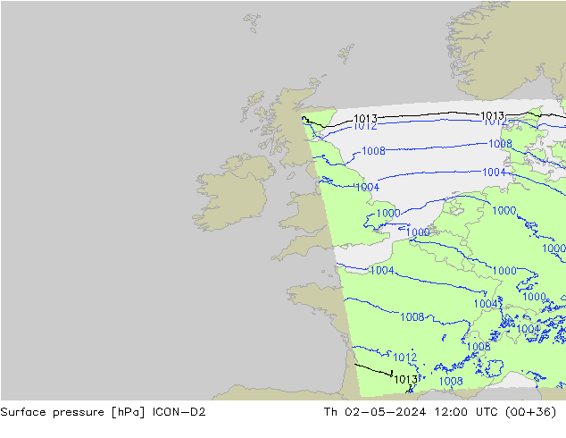 Yer basıncı ICON-D2 Per 02.05.2024 12 UTC