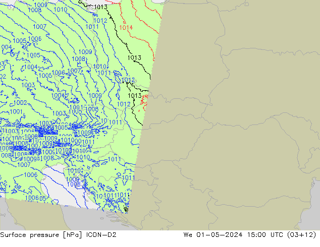 pressão do solo ICON-D2 Qua 01.05.2024 15 UTC