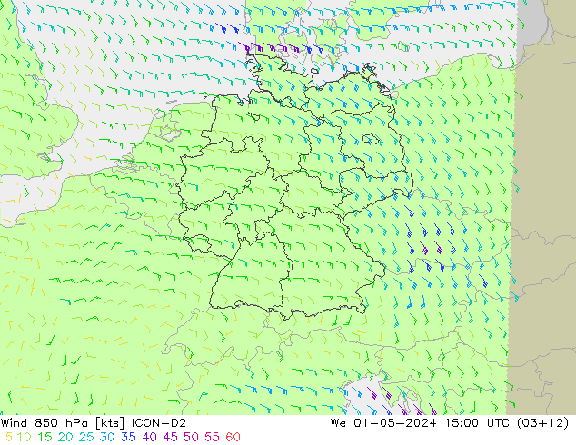 Wind 850 hPa ICON-D2 wo 01.05.2024 15 UTC