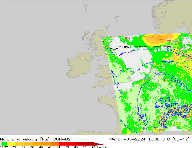 Max. wind velocity ICON-D2 St 01.05.2024 15 UTC