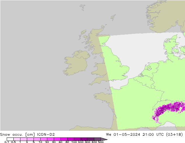 Snow accu. ICON-D2  01.05.2024 21 UTC