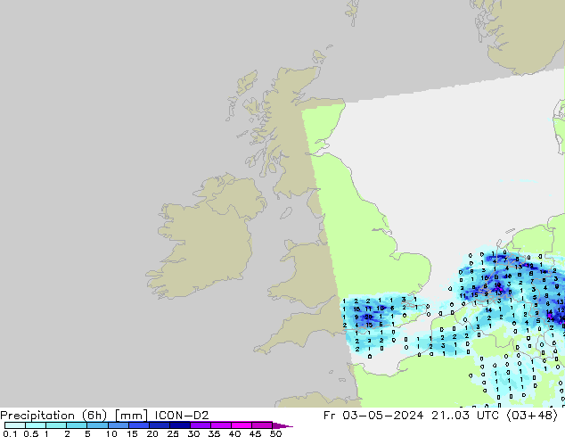 Precipitation (6h) ICON-D2 Fr 03.05.2024 03 UTC