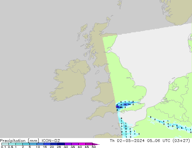 Precipitación ICON-D2 jue 02.05.2024 06 UTC
