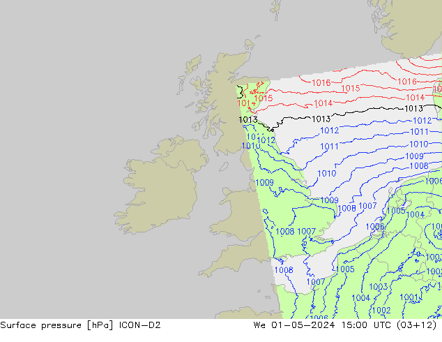 ciśnienie ICON-D2 śro. 01.05.2024 15 UTC