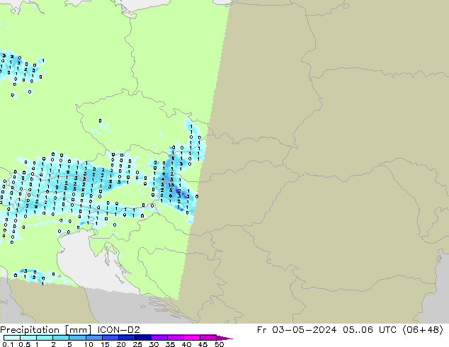 Precipitation ICON-D2 Fr 03.05.2024 06 UTC