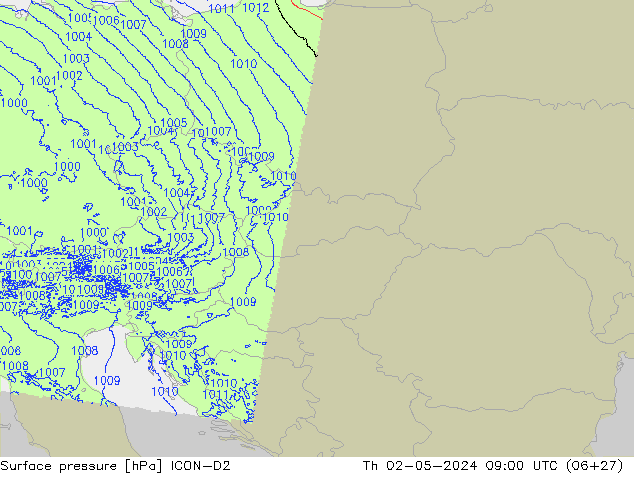 pression de l'air ICON-D2 jeu 02.05.2024 09 UTC