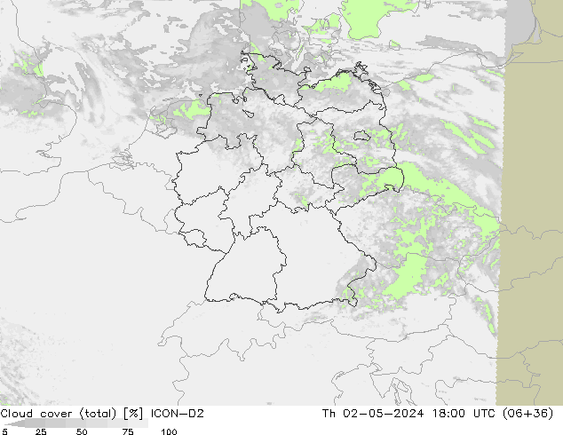 Bewolking (Totaal) ICON-D2 do 02.05.2024 18 UTC