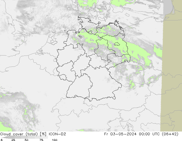 Wolken (gesamt) ICON-D2 Fr 03.05.2024 00 UTC