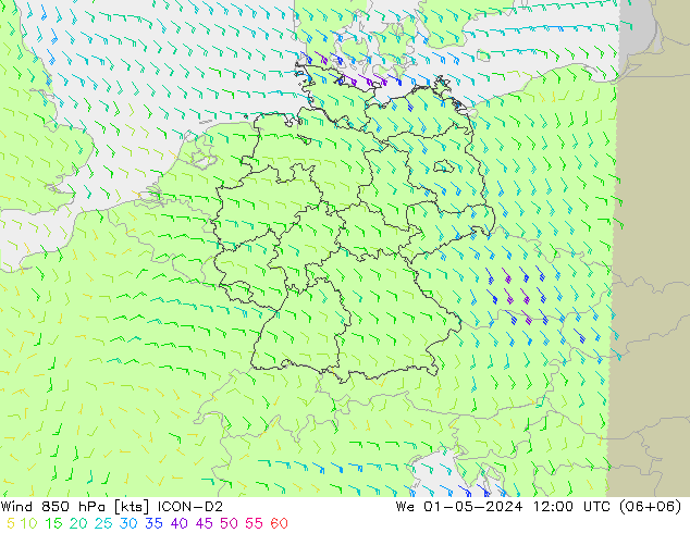  850 hPa ICON-D2  01.05.2024 12 UTC