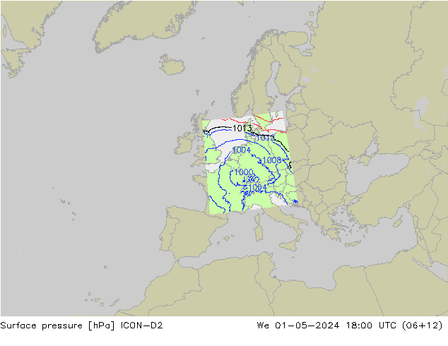 Luchtdruk (Grond) ICON-D2 wo 01.05.2024 18 UTC