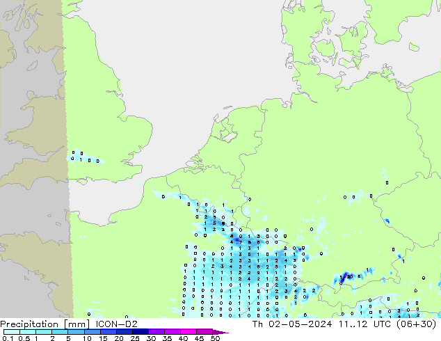 Precipitación ICON-D2 jue 02.05.2024 12 UTC