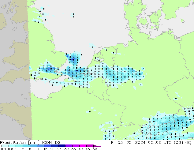 Precipitation ICON-D2 Fr 03.05.2024 06 UTC