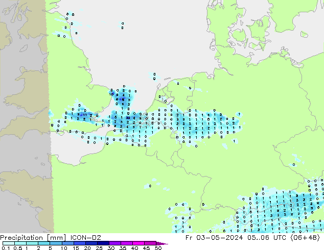 Yağış ICON-D2 Cu 03.05.2024 06 UTC