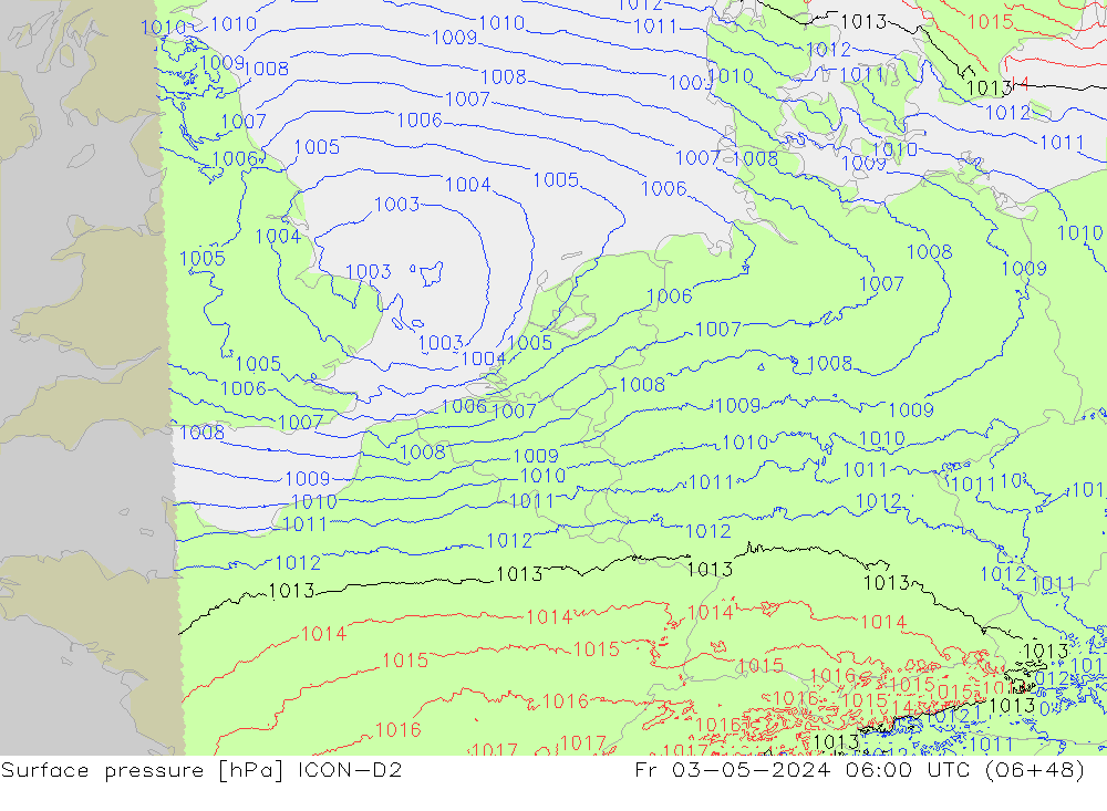 ciśnienie ICON-D2 pt. 03.05.2024 06 UTC