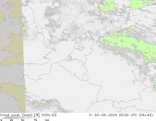 Nubi (totali) ICON-D2 ven 03.05.2024 00 UTC