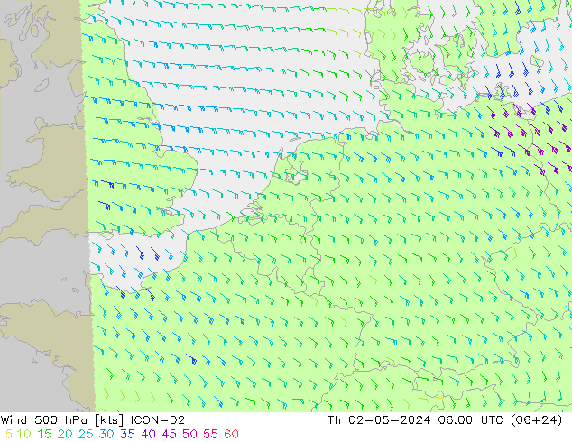 Wind 500 hPa ICON-D2 Th 02.05.2024 06 UTC