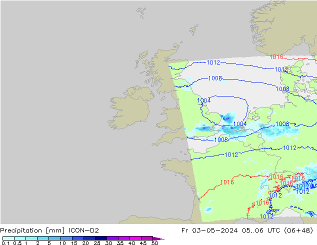 Precipitación ICON-D2 vie 03.05.2024 06 UTC