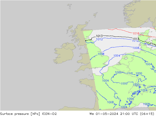 Bodendruck ICON-D2 Mi 01.05.2024 21 UTC