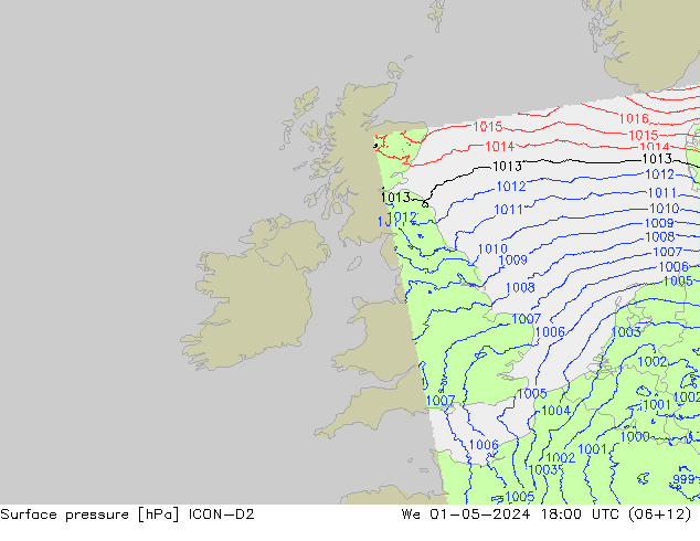 Luchtdruk (Grond) ICON-D2 wo 01.05.2024 18 UTC