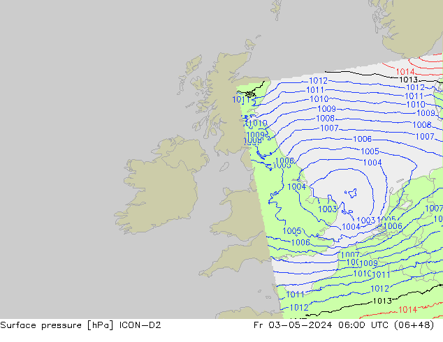 Surface pressure ICON-D2 Fr 03.05.2024 06 UTC