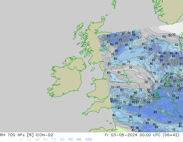 RH 700 hPa ICON-D2 Fr 03.05.2024 00 UTC