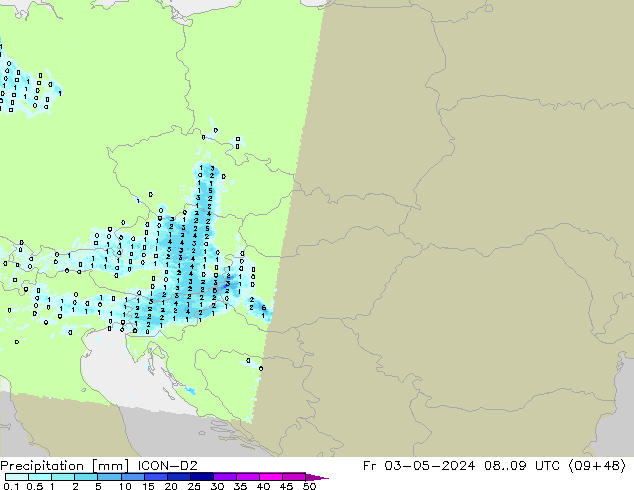 Precipitación ICON-D2 vie 03.05.2024 09 UTC