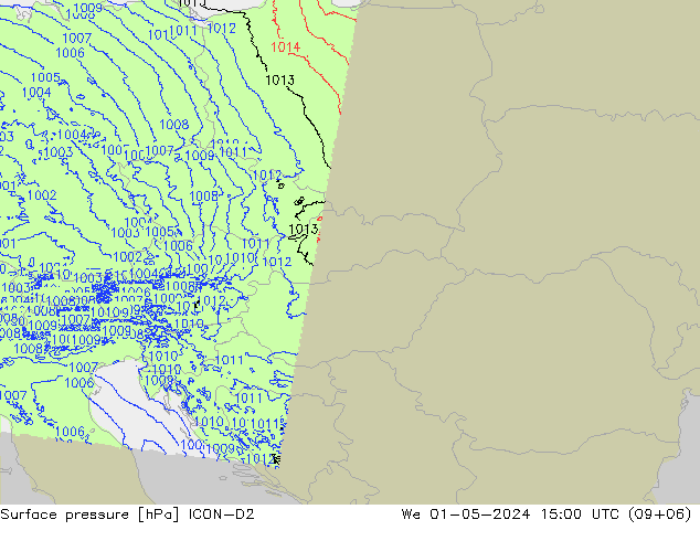 pression de l'air ICON-D2 mer 01.05.2024 15 UTC