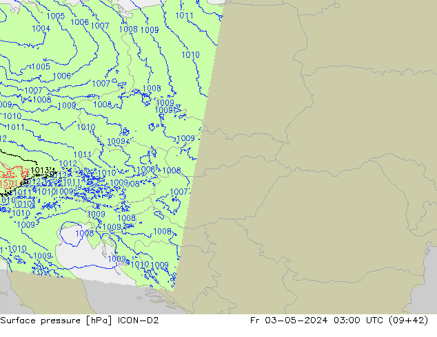 ciśnienie ICON-D2 pt. 03.05.2024 03 UTC