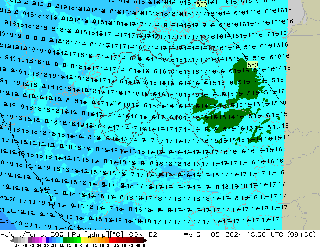 Geop./Temp. 500 hPa ICON-D2 mié 01.05.2024 15 UTC