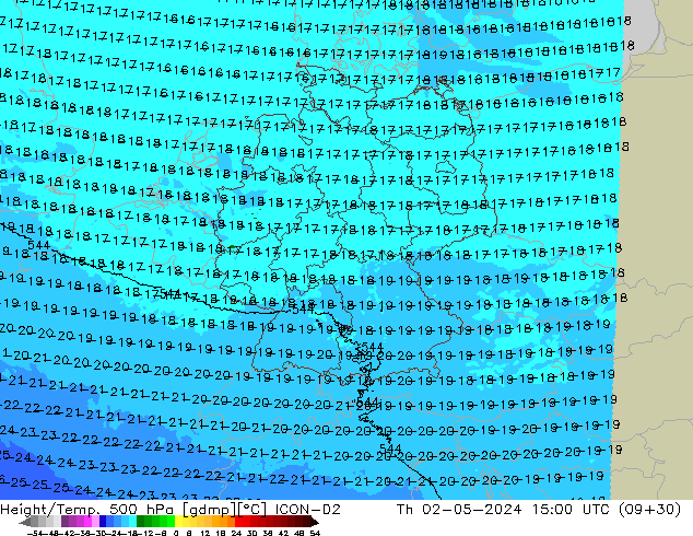 Yükseklik/Sıc. 500 hPa ICON-D2 Per 02.05.2024 15 UTC