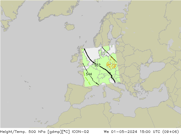 Yükseklik/Sıc. 500 hPa ICON-D2 Çar 01.05.2024 15 UTC