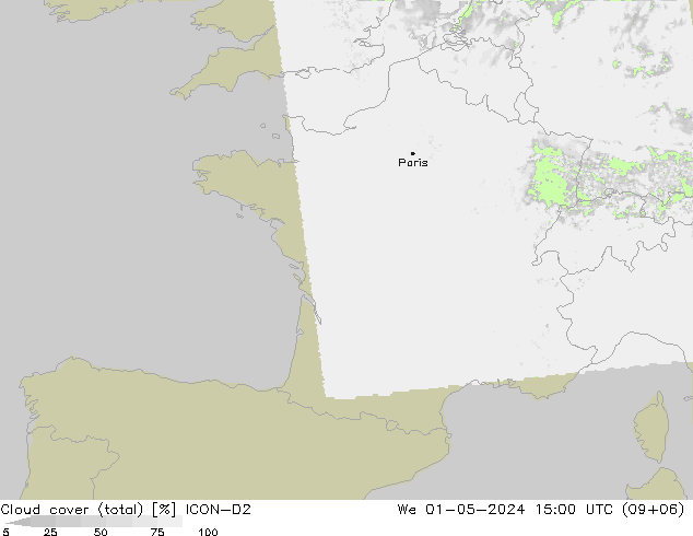 Bulutlar (toplam) ICON-D2 Çar 01.05.2024 15 UTC