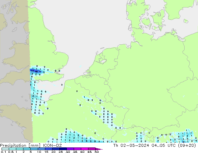 осадки ICON-D2 чт 02.05.2024 05 UTC