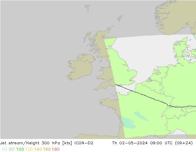 Prąd strumieniowy ICON-D2 czw. 02.05.2024 09 UTC