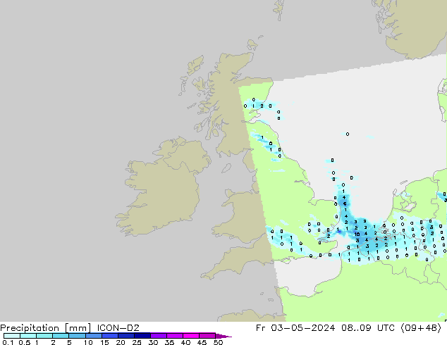 Précipitation ICON-D2 ven 03.05.2024 09 UTC