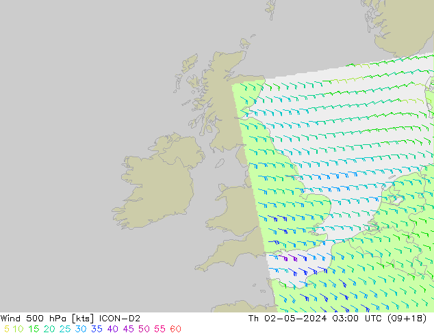 Wind 500 hPa ICON-D2 do 02.05.2024 03 UTC