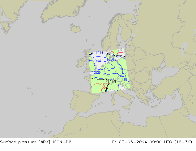 Bodendruck ICON-D2 Fr 03.05.2024 00 UTC
