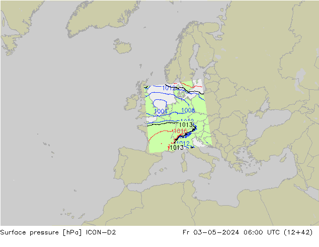 Surface pressure ICON-D2 Fr 03.05.2024 06 UTC