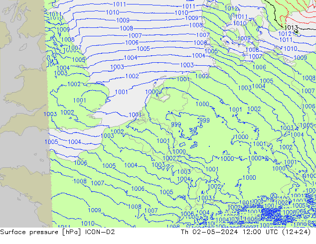 pression de l'air ICON-D2 jeu 02.05.2024 12 UTC