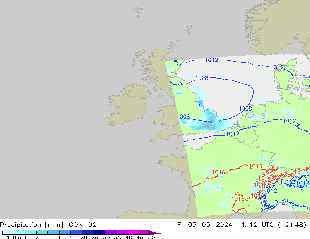 Precipitazione ICON-D2 ven 03.05.2024 12 UTC