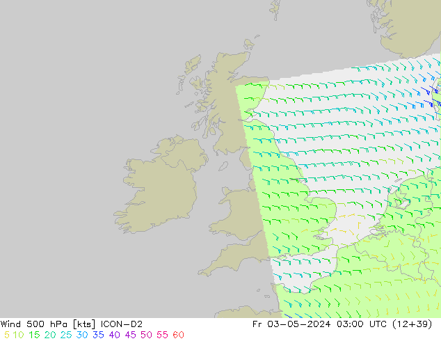 ветер 500 гПа ICON-D2 пт 03.05.2024 03 UTC