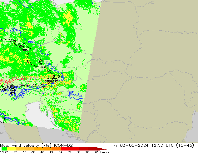 Windböen ICON-D2 Fr 03.05.2024 12 UTC