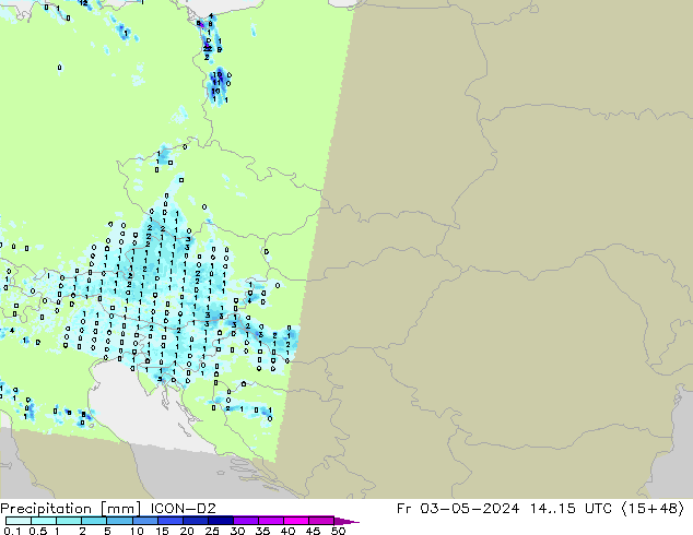 Precipitation ICON-D2 Fr 03.05.2024 15 UTC